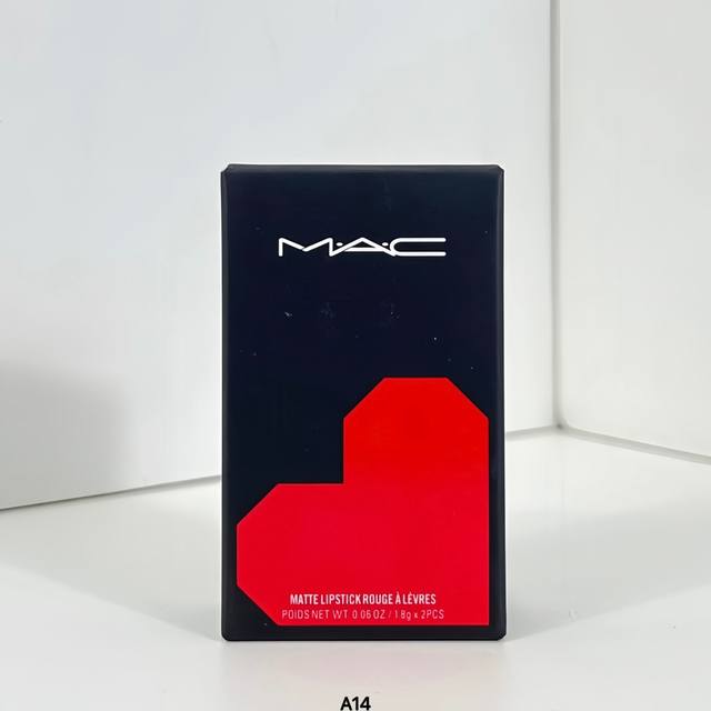 Mac七夕口红两件套 A14编码！Mac魅可 新七夕限定礼盒两件套1.8G*2 Mac最新官网款+膏体带品牌Logo 管身Logo印刷在中管+膏体对版对味 壳子