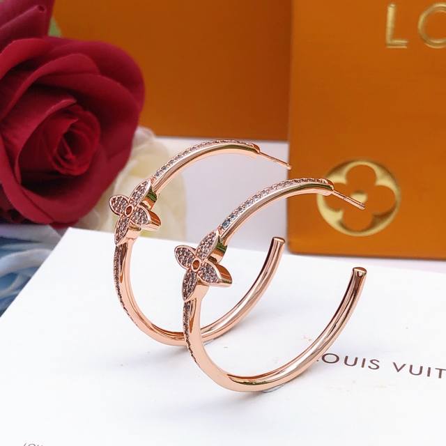 编号Led0124 Lv*最新款玫瑰金色圆形月亮耳环一致Zp黄铜材质