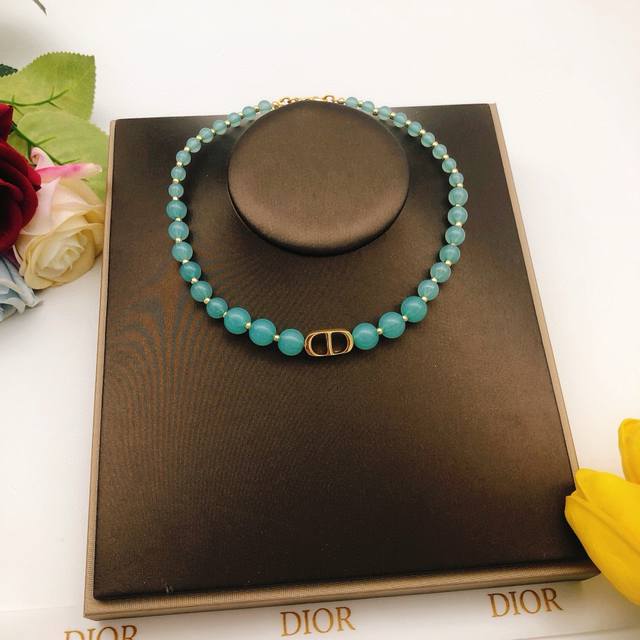 编号Dxl0247 Dio*最新款绿色珍珠项链一致Zp黄铜材质