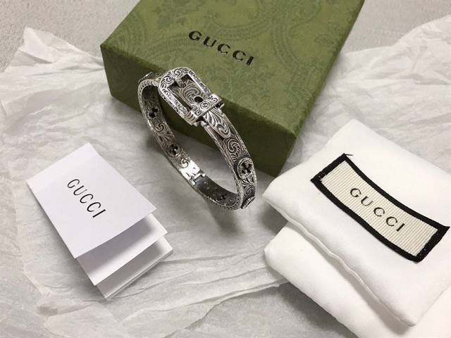 Gucci Mormont手镯 高品质 复古做旧立体条纹 手上效果非常好看男女同Size